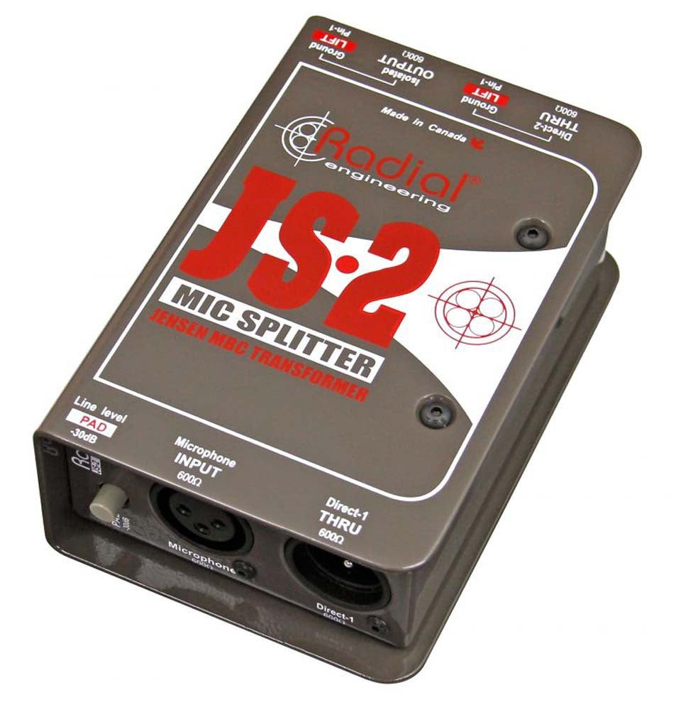 Radial JS2 - Mic splitter passive with 1-input 2-direct outs & 1 Jensen isolated output — view 2