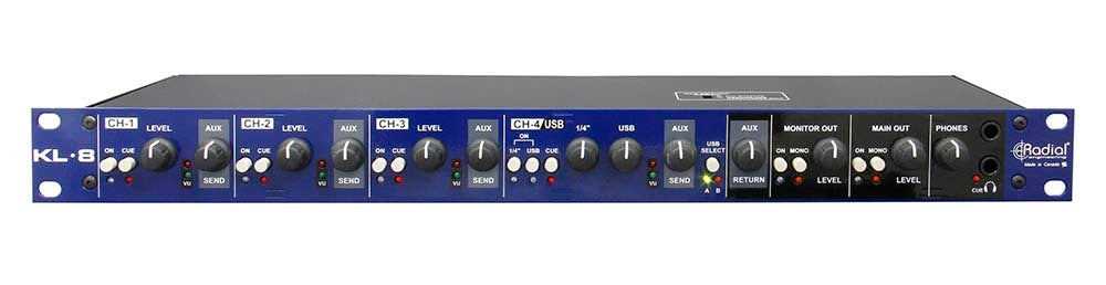 Radial KL-8 - Rackmount keyboard mixer station with redundant USB inputs — view 2