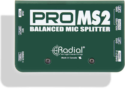 Radial PROMS2 - Mic splitter passive with 1-input 2-direct outs & 1 Eclipse isolated output — view 2