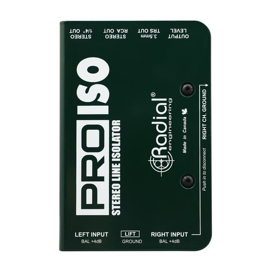 Radial PRO-ISO - Balanced +4dB to -10dB unbalanced passive stereo converter voice range