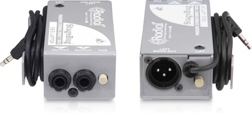 Compact Stereo DI for computers with sidewinder attached cable