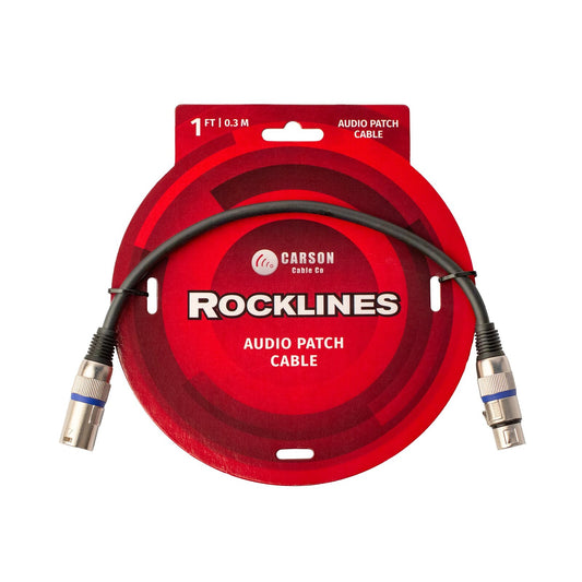 CARSON Black XLR (F) to XLR (M) mic./audio cable.