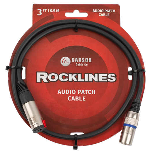 Carson Cable Co Rocklines 3ft Audio Cable 6.3mm Mono Socket to Male XLR