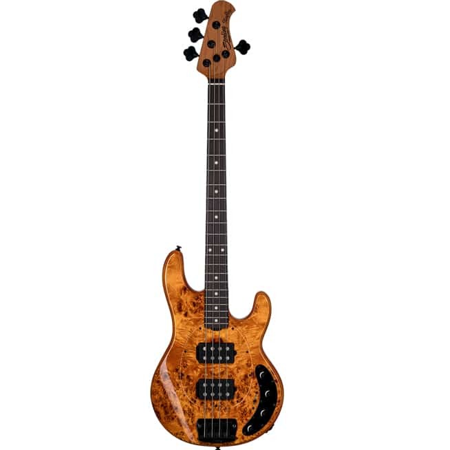 Sterling by Music Man SBMM StingRay HH RAY34HH Poplar Burl, Amber Bass