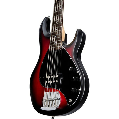Sterling by Music Man S.U.B. StingRay 5 RAY5, Ruby Red Burst Satin Bass — view 2