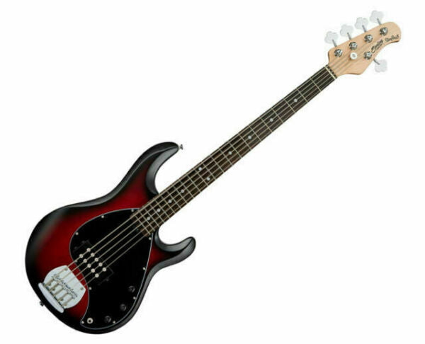 Sterling by Music Man S.U.B. StingRay 5 HH RAY5HH, Ruby Red Burst Satin Bass