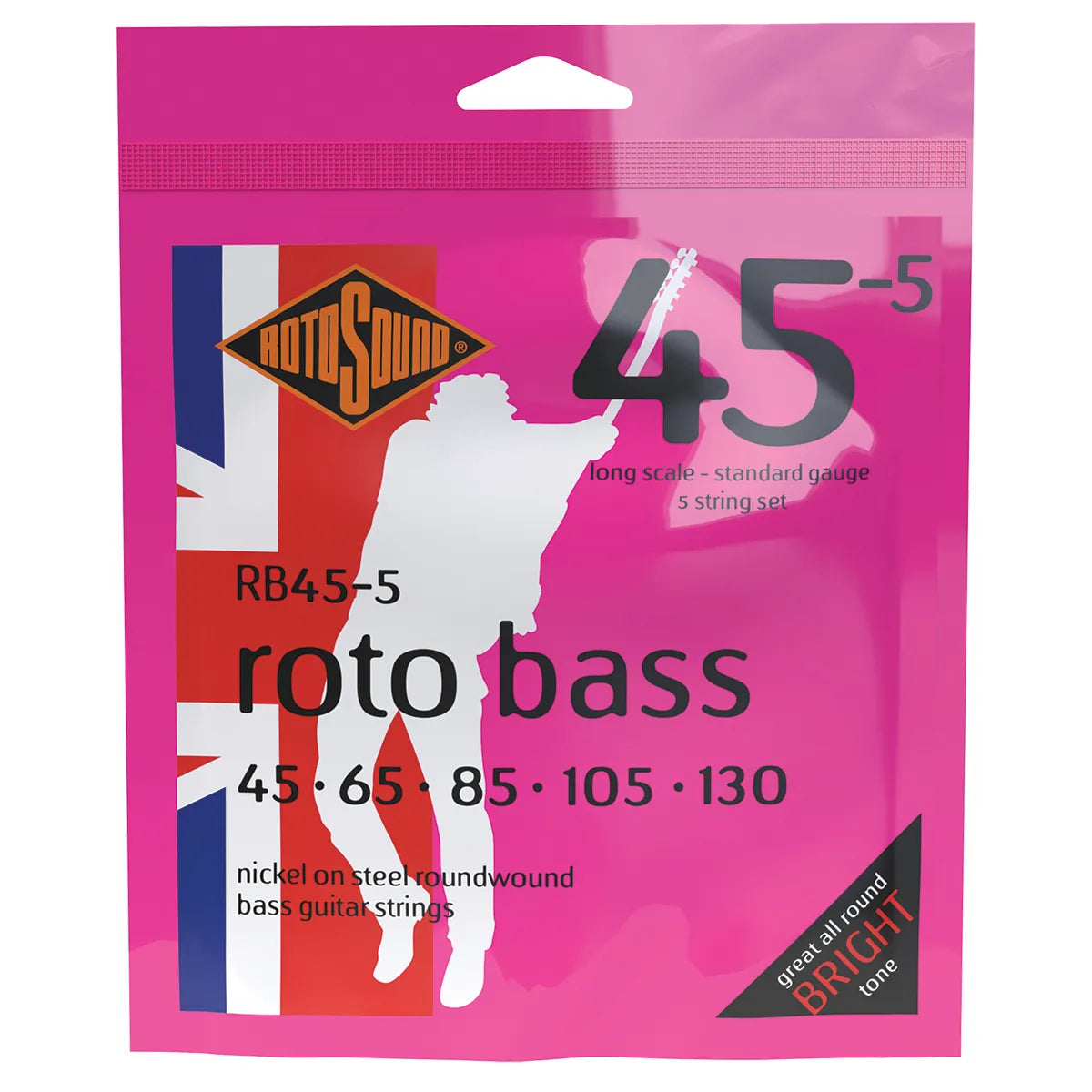 Rotosound Rotobass 5 String Standard 45-130 Nickel Bass Guitar Strings [RB455]