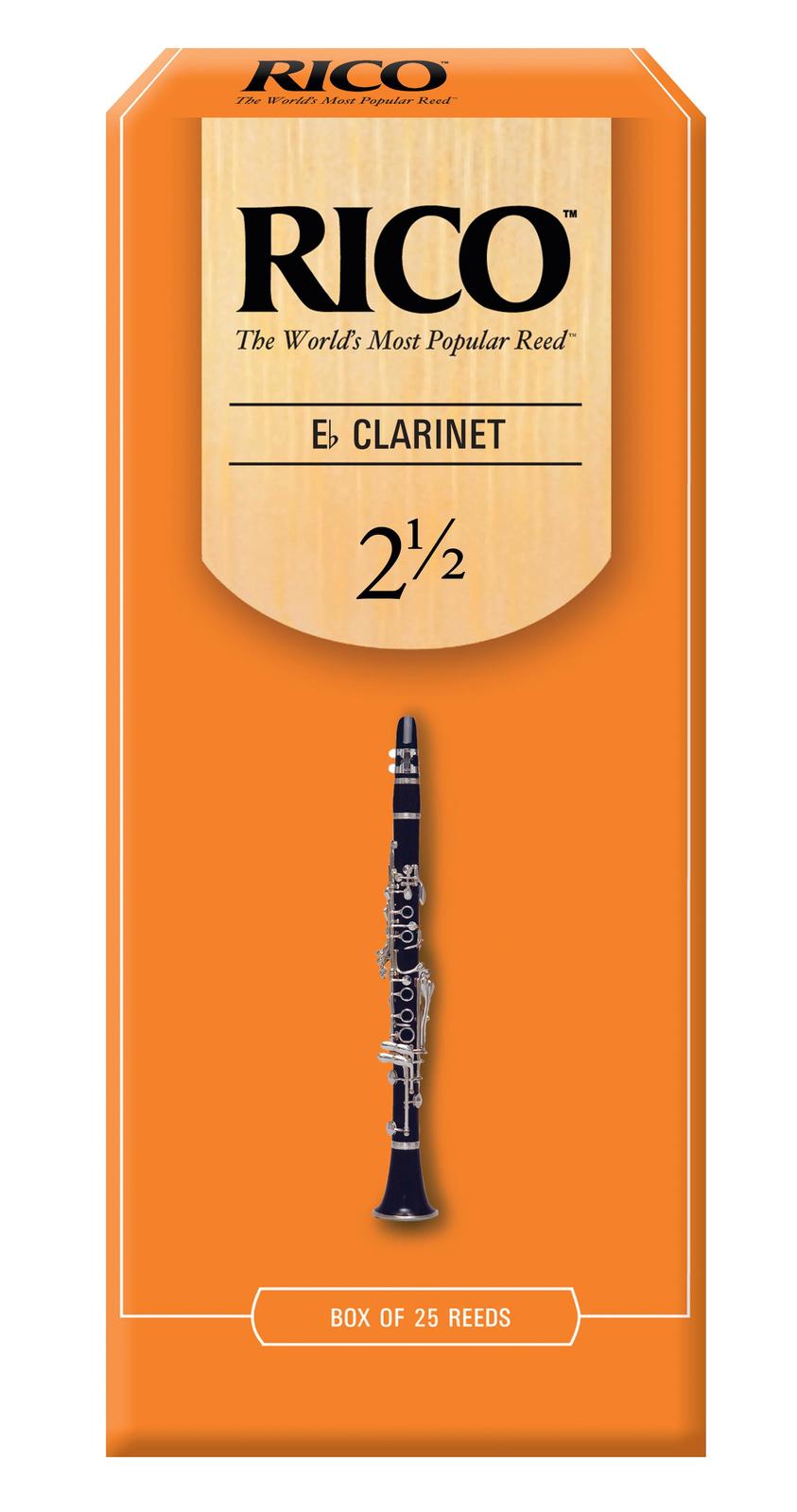 Rico Eb Clarinet Reeds, Strength 2.5, 25-pack