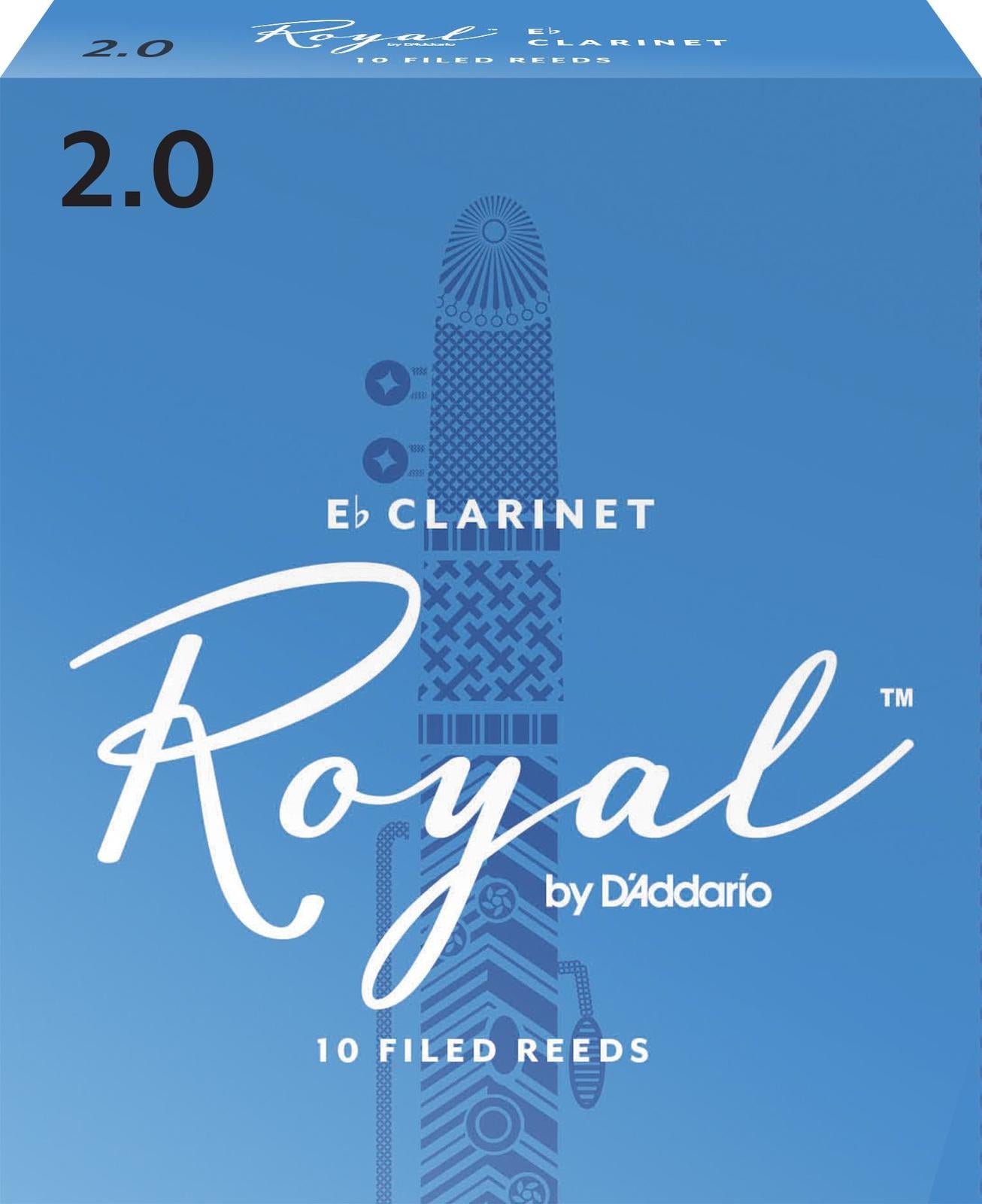Rico Royal Eb Clarinet Reeds, Strength 2.0, 10-pack