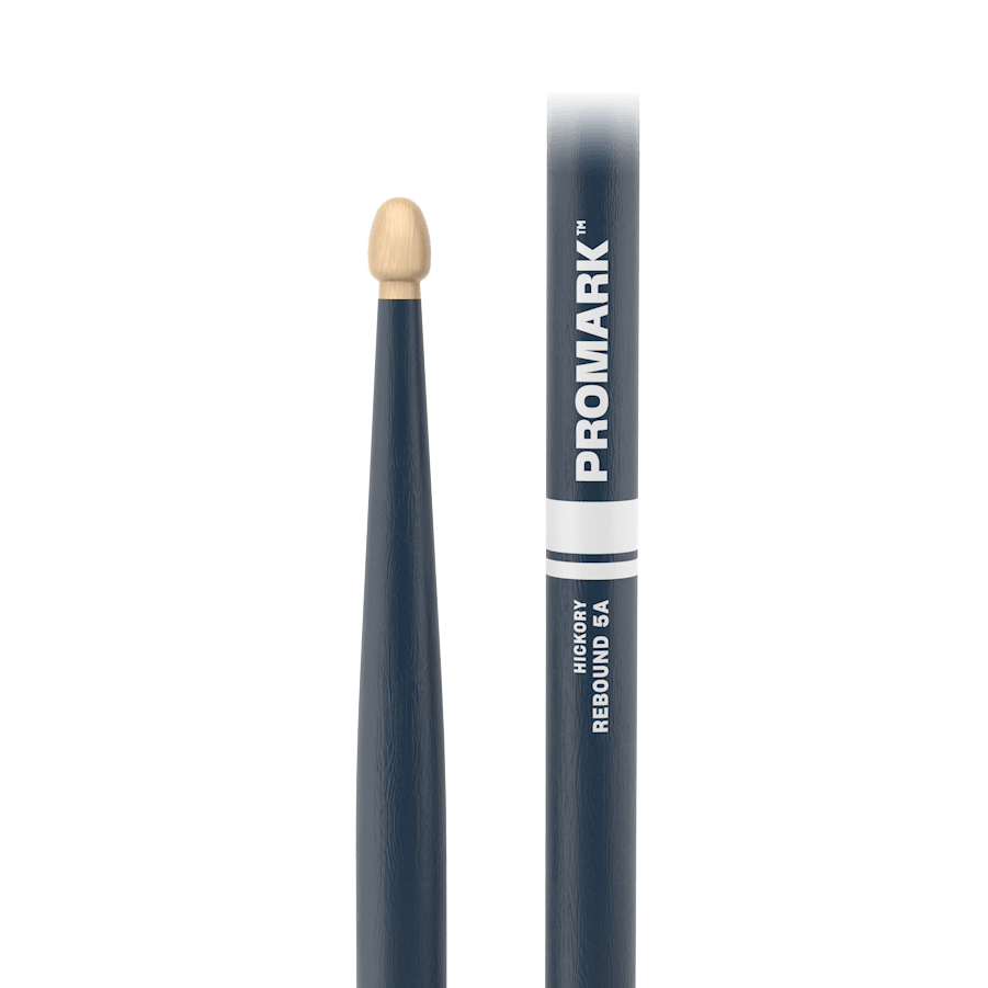 ProMark Painted Rebound 5B Drumsticks - Gray, Hickory, Acorn Tip, Long Taper, Wood Tip, Water-Based Finish — view 4