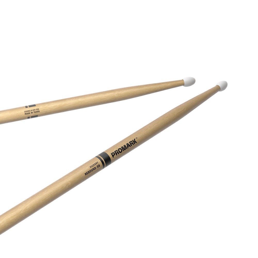 Promark Rebound 5A Lacquered Hickory Drumsticks - Oval Nylon Tip