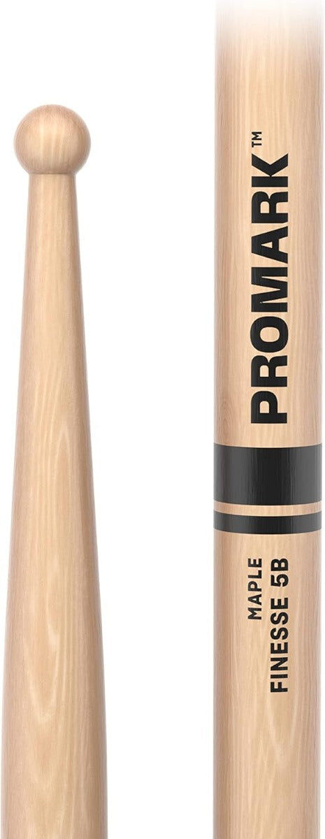 Promark Finesse Maple Rebound 5B Drumsticks with Small Round Tip, 16" Length, .595" Diameter, Lightweight for Jazz Drumming — view 4