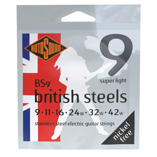 Rotosound British Steel Electric Guitar String Set RBS9 - Super Light .009 .011 .016 .024 .032 .042