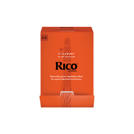 Rico BB Clarinet 2.0 Reeds, 50 Pack