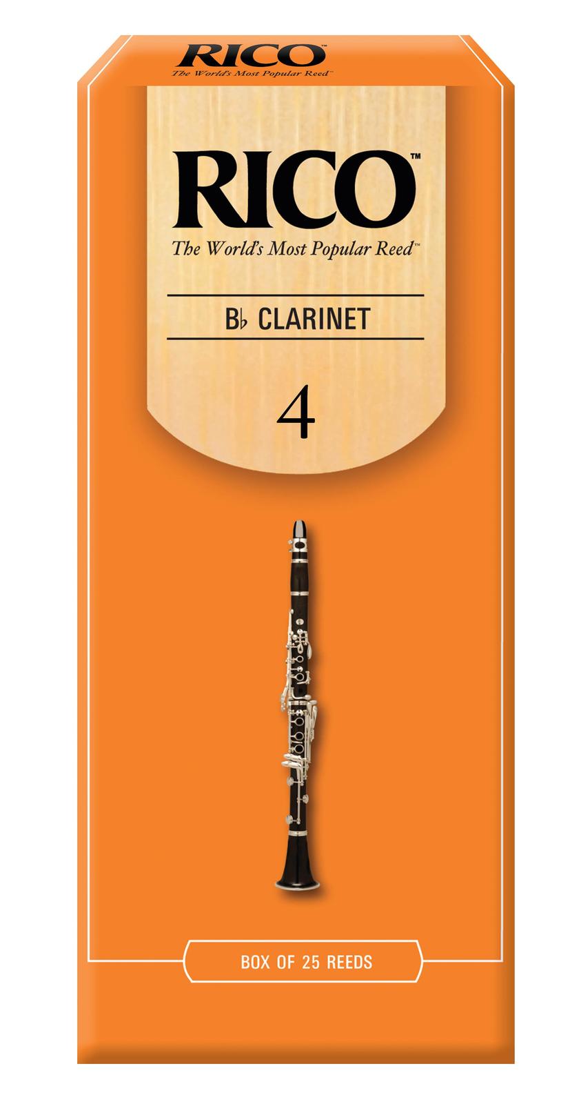 Rico Bb Clarinet Reeds, Strength 4.0, 25-pack