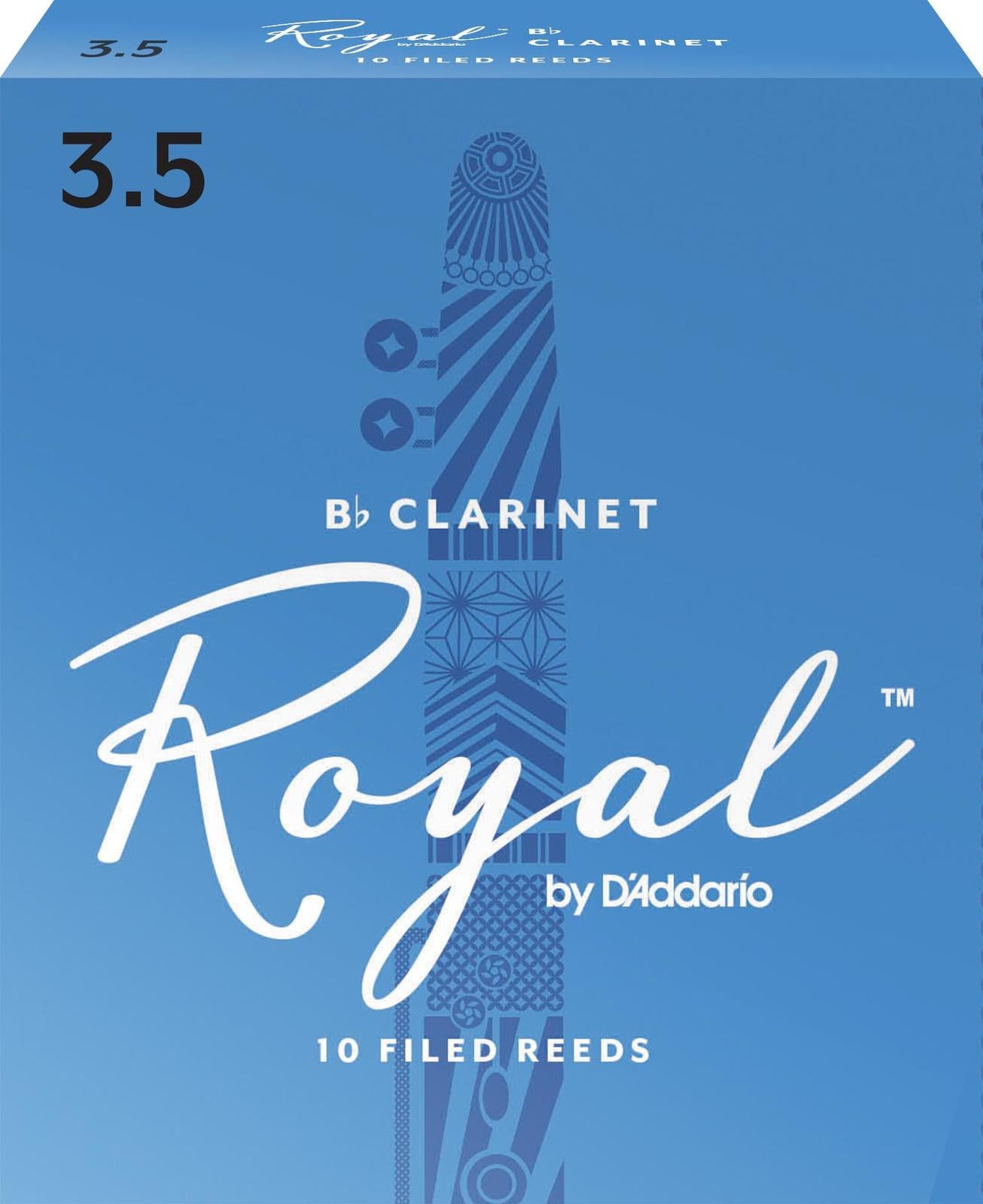 Rico Royal Bb Clarinet Reeds, Strength 3.5, 10-pack