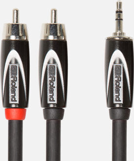ROLAND RCC-10-352RV2 10ft TRSmini to 2RCA Interconnect Cable - Professional Quality, Oxygen-Free Copper, Black Series