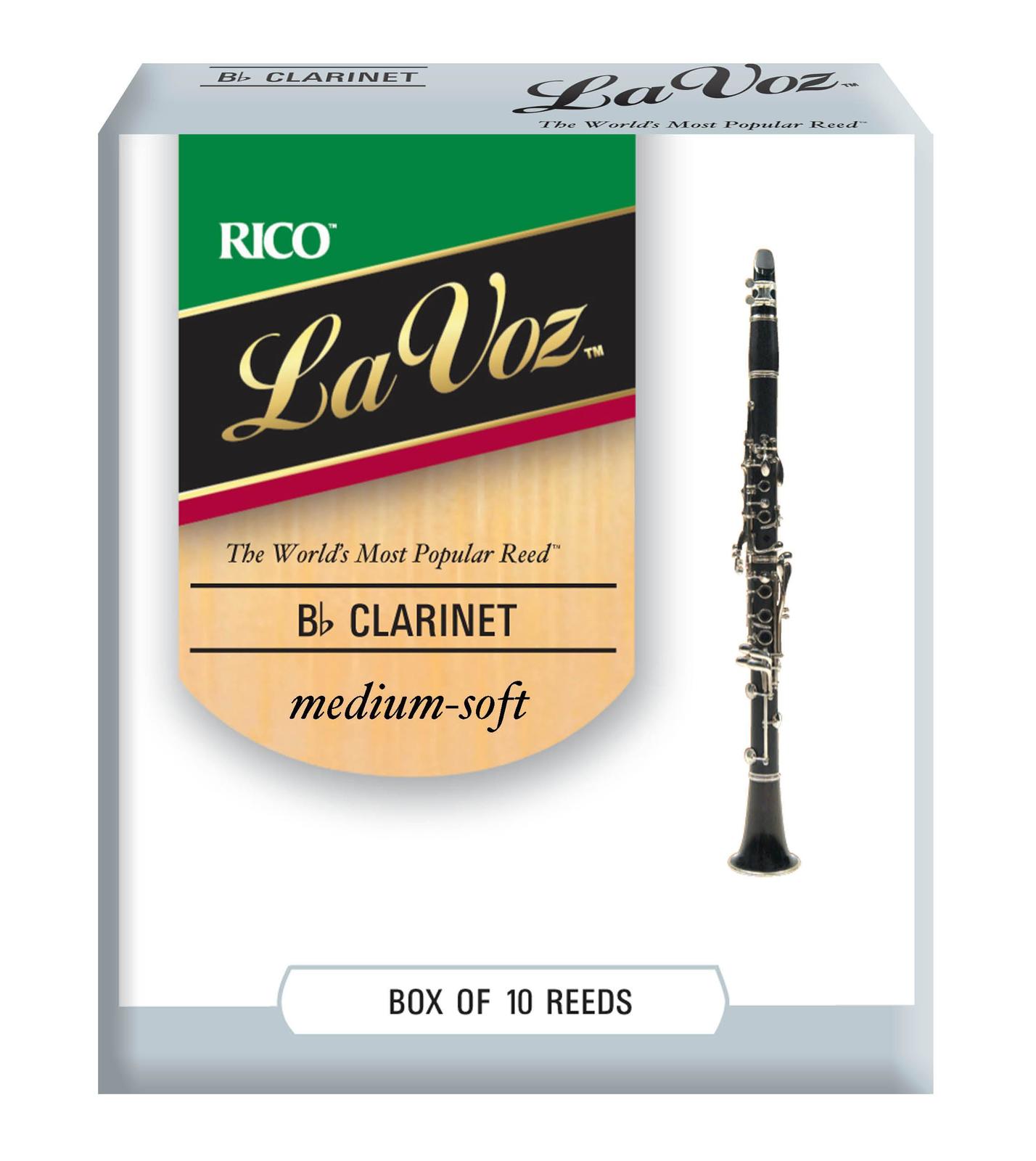 La Voz Bb Clarinet Reeds, Strength Medium-Soft, 10-pack