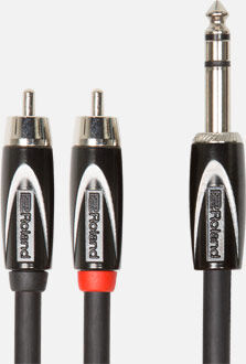 ROLAND RCC-10-TR2RV2 Interconnect Cable - 10ft TRS to Dual RCA - Professional Black Series Audio Cable