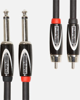 ROLAND RCC-3-2R28 Interconnect Cable - 3ft 2RCA to 2TS, Professional Black Series Audio Cable, High-Quality Performance