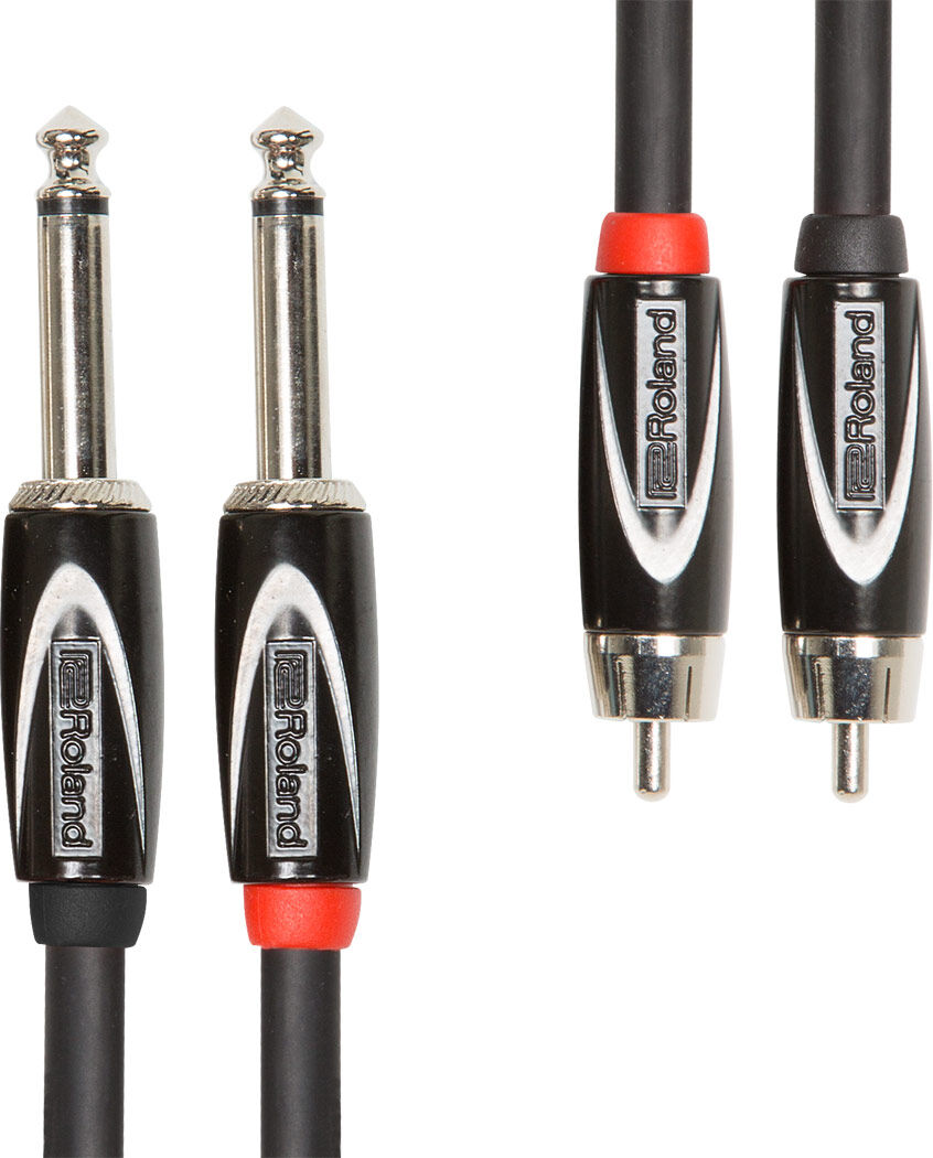 ROLAND RCC-3-2R28 Interconnect Cable - 3ft 2RCA to 2TS, Professional Black Series Audio Cable, High-Quality Performance — view 2