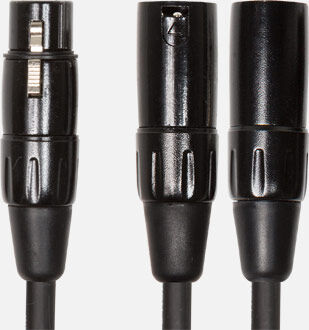 ROLAND RCC-YC-XF2XM Black Series Interconnect Cable - XLRF to 2XLRM Splitter, 15cm Length for Optimal Signal Transfer
