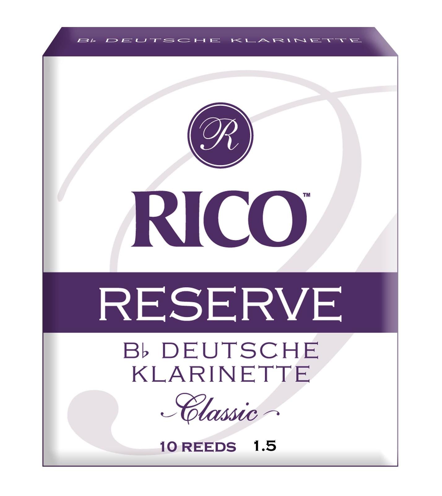 Rico Reserve Classic German Bb Clarinet Reeds, Strength 1.5, 10-pack