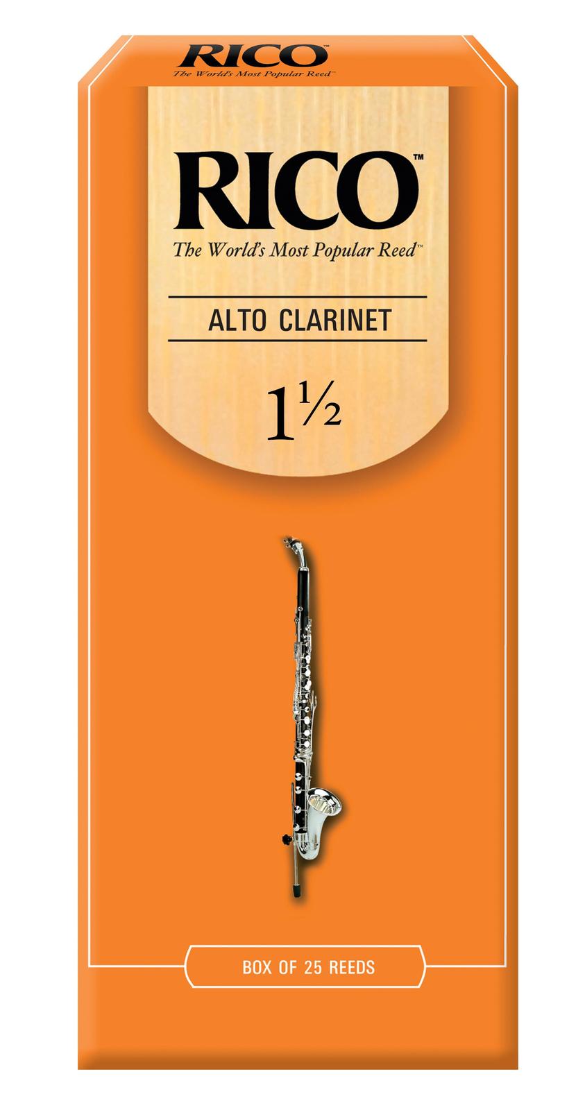 Rico Alto Clarinet Reeds, Strength 1.5, 25-pack