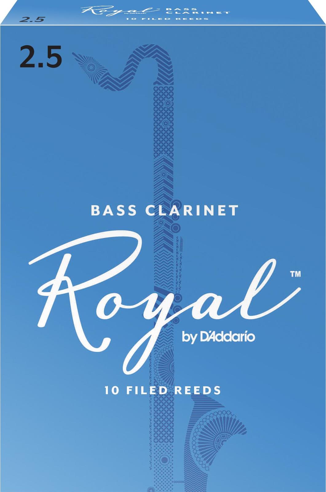 Rico Royal Bass Clarinet Reeds, Strength 2.5, 10-pack