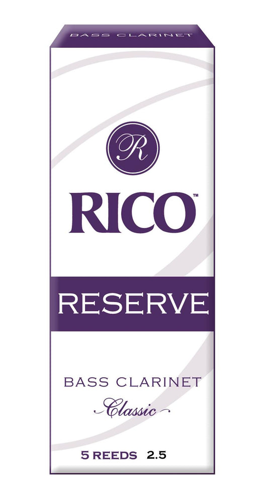 Rico Reserve Classic Bass Clarinet Reeds, Strength 2.5, 5-pack