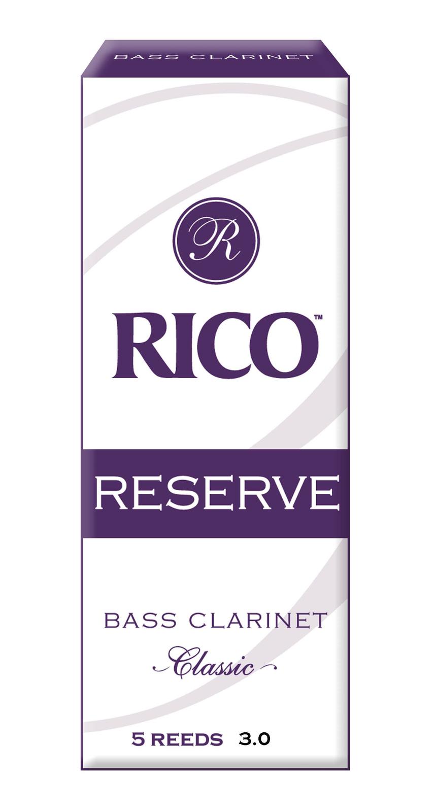 Rico Reserve Classic Bass Clarinet Reeds, Strength 3.0, 5-pack