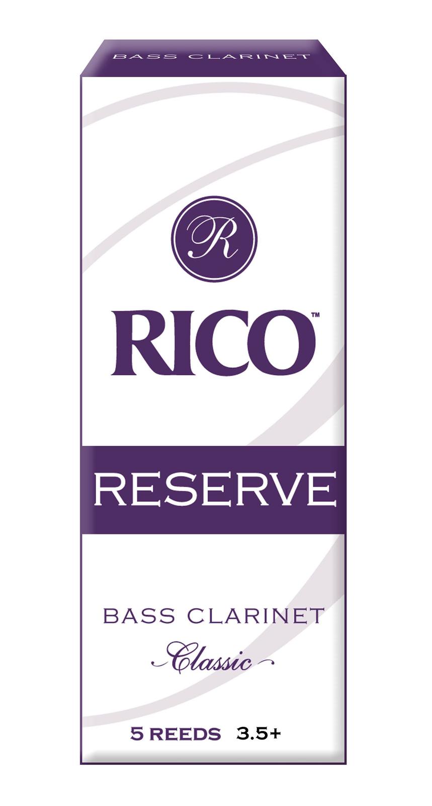 Rico Reserve Classic Bass Clarinet Reeds, Strength 3.5+, 5-pack
