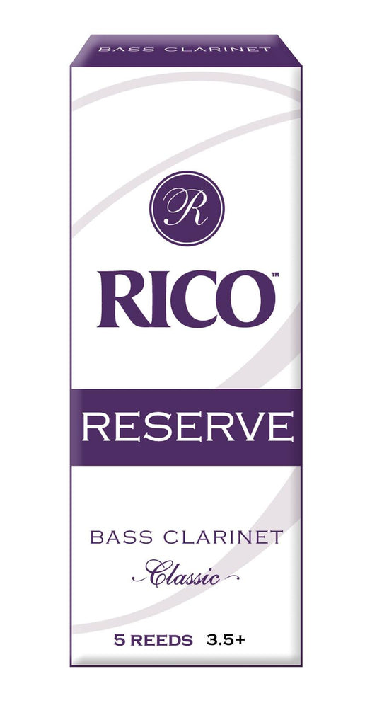 Rico Reserve Classic Bass Clarinet Reeds, Strength 3.5+, 5-pack
