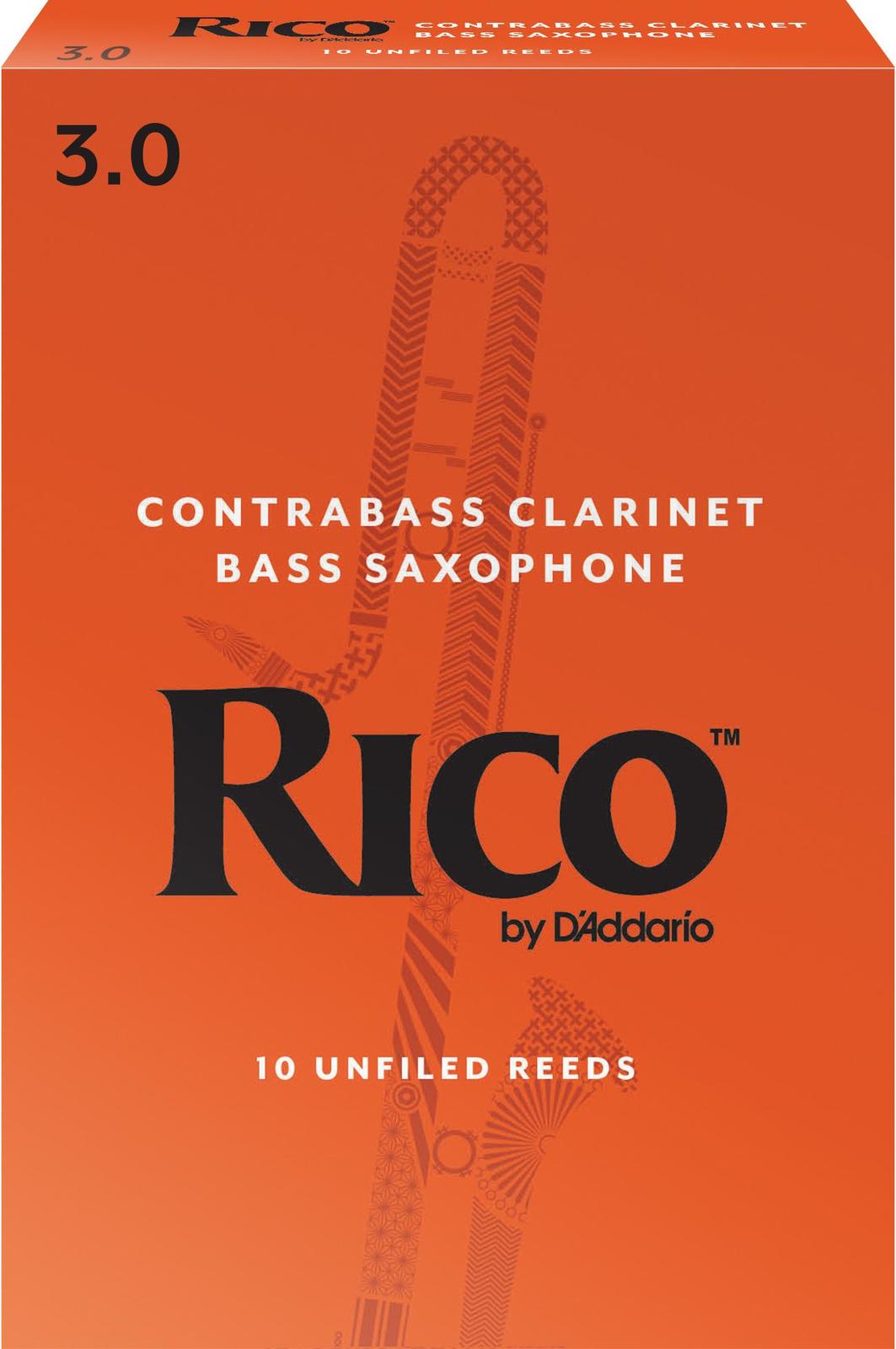 Rico Contrabass Clarinet Reeds, Strength 3.0, 10-pack