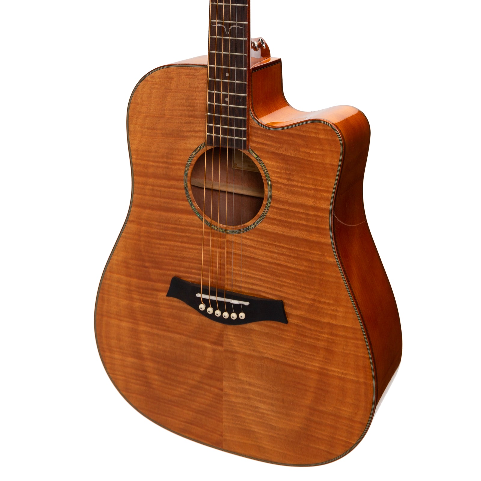 Ranch RG-D-4C Flame Maple Top Acoustic Dreadnought Cutaway Guitar Natural Gloss — view 2