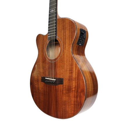 Ranch 'Series 48' Left Handed Folk Cutaway Acoustic-Electric Guitar Natural Gloss — view 3