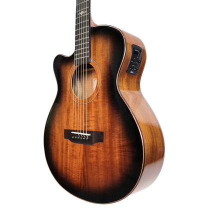Ranch Series 49 Left Handed Folk Cutaway Acoustic-Electric Guitar Blackburst Gloss — view 3