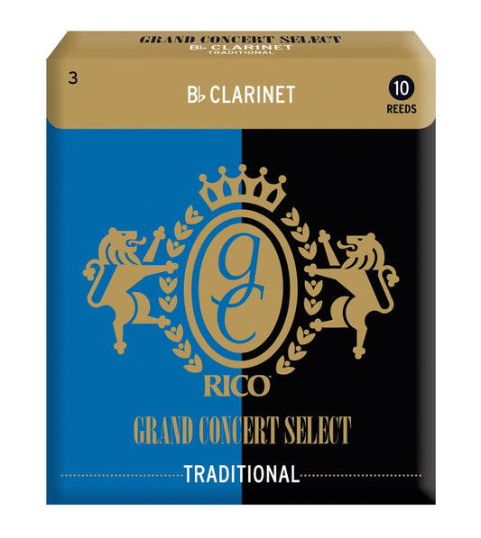 Rico Grand Concert Select Traditional Bb Clarinet Reeds, Strength 3.0, 10-pack