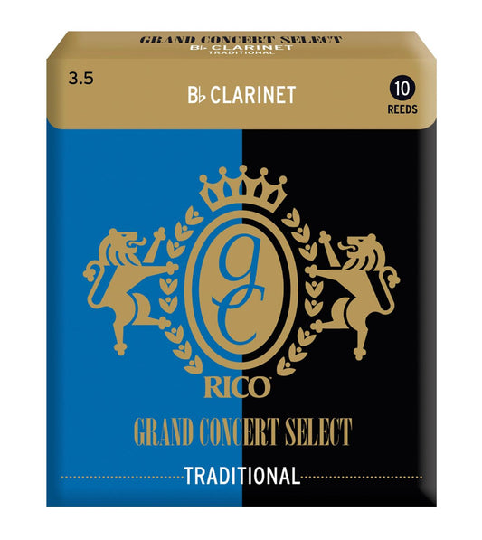 Rico Grand Concert Select Traditional Bb Clarinet Reeds, Strength 3.5, 10-pack