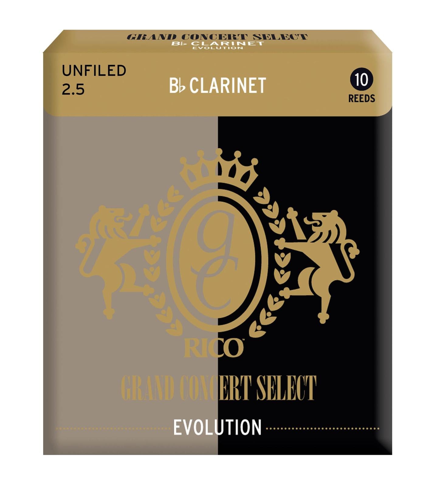 Rico Grand Concert Select Evolution Bb Clarinet Reeds, Strength 2.5, 10-pack
