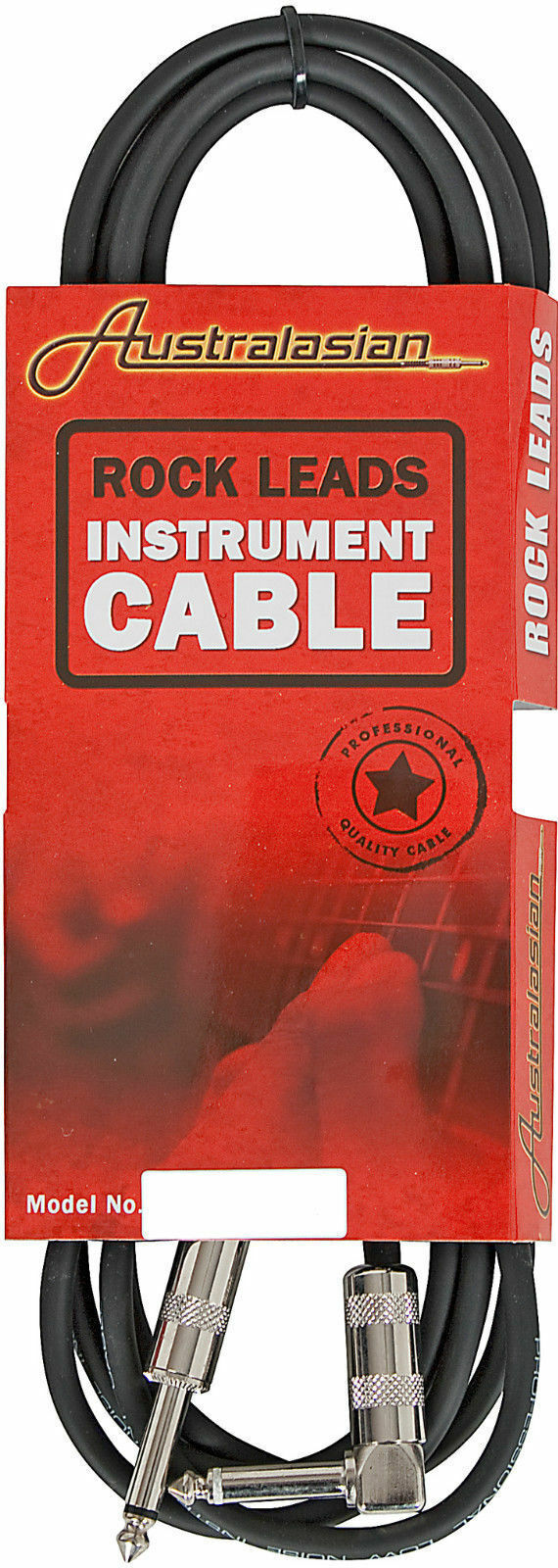 AUSTRALASIAN 20 Foot Guitar Lead / Instrument Cable Black Straight & Angle