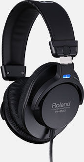 ROLAND RH-200 Monitor Headphones - Black, Curly Cord, Closed-Back Design for Studio Mixing, Comfortable for Long Sessions