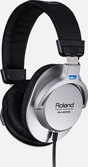 ROLAND RH-200S Monitor Headphones - Silver, Closed-Back Design, Straight Cord, Comfortable for Long Sessions, Ideal for Studio Mixing