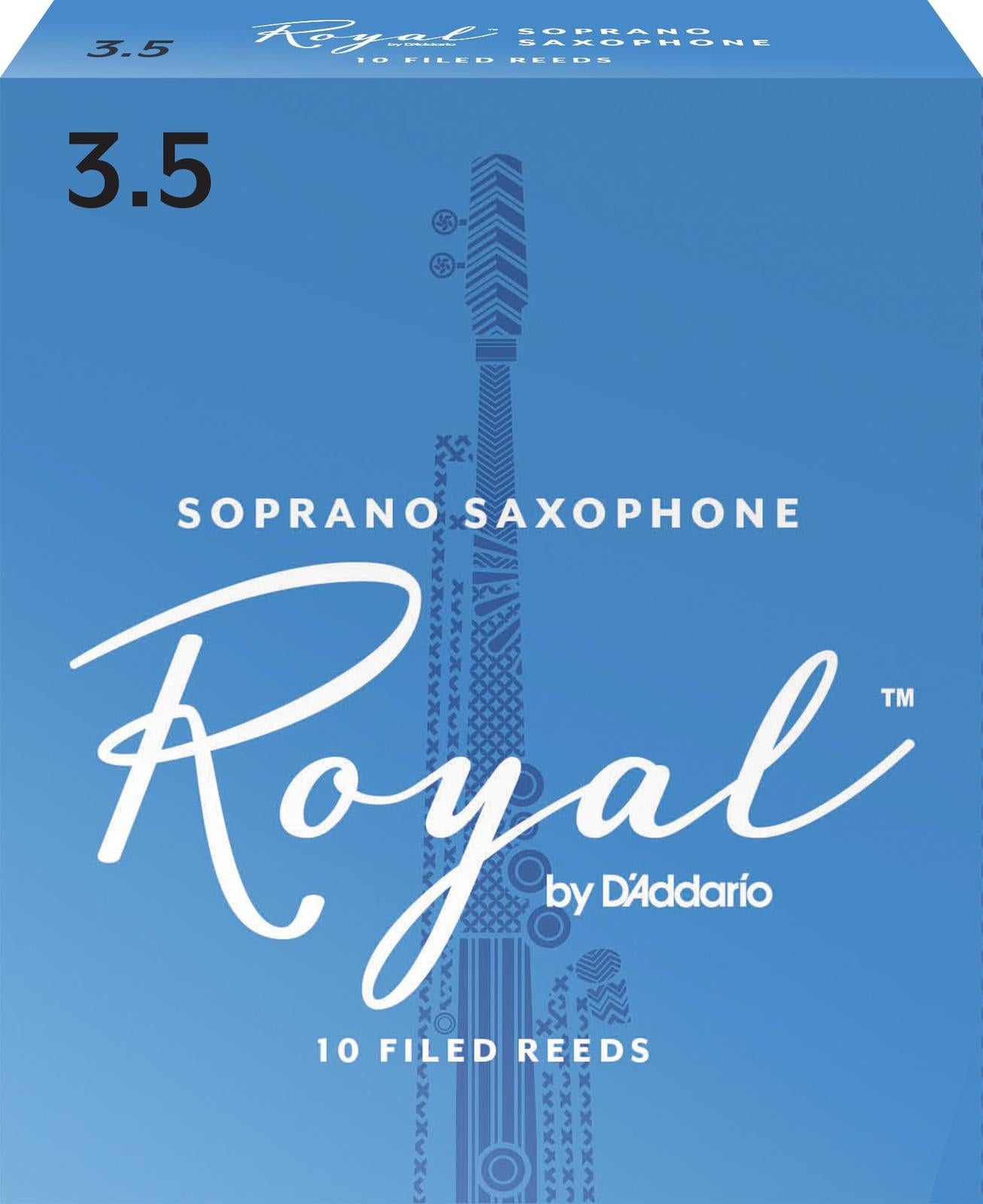 Rico Royal Soprano Sax Reeds, Strength 3.5, 10-pack