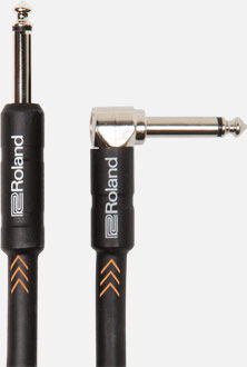 Roland RIC-B20A Black Series 20ft Instrument Cable - Straight to Right-Angle 1/4" Connectors, Professional Quality, Oxygen-Free Copper