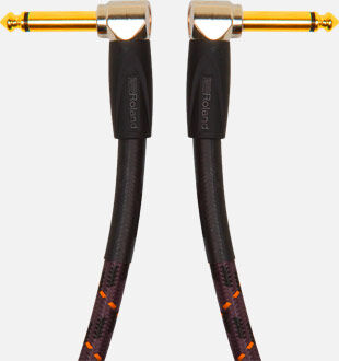 ROLAND RIC-G1AA Gold Series 1ft Instrument Cable - Right-Angle 1/4-inch Connectors, Low Noise, High Signal Clarity