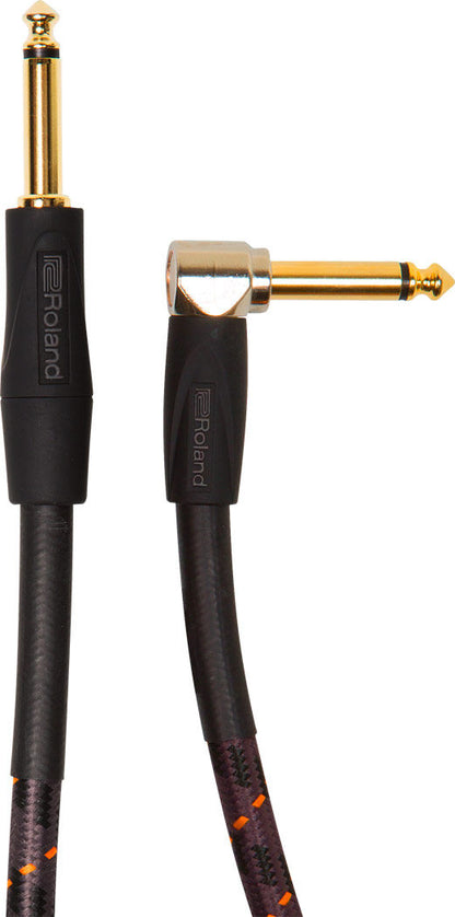 ROLAND RIC-G5A Gold Series Instrument Cable 5ft - Straight to Right-Angle 1/4" Connectors, High-Quality Signal Transmission — view 2