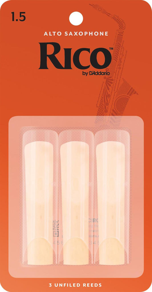 Rico Alto Sax Reeds, Strength 1.5, 3-pack