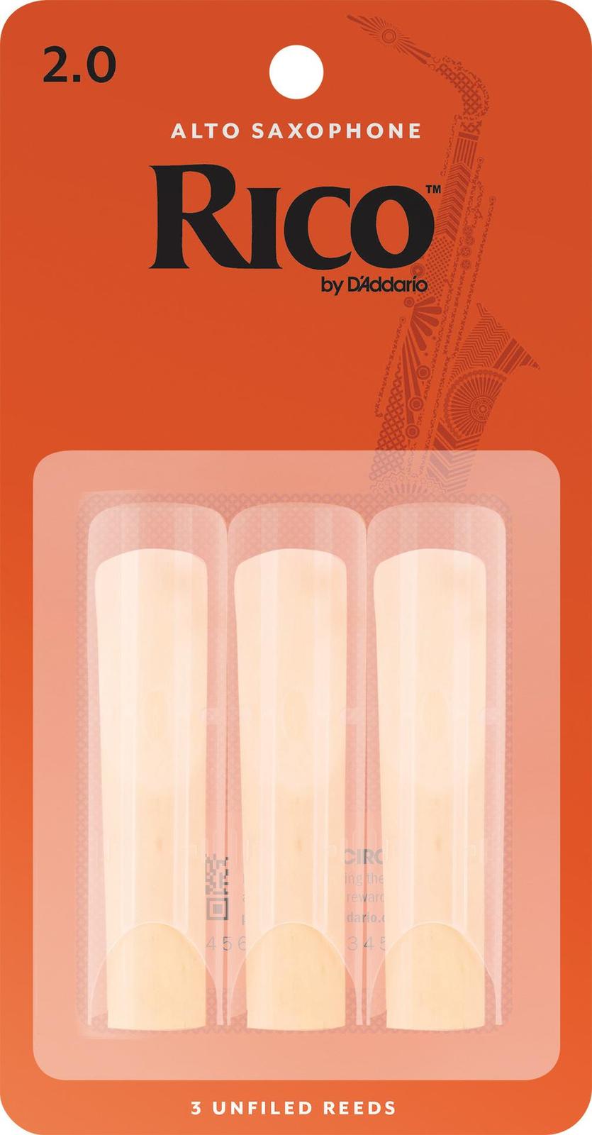 Rico Alto Sax Reeds, Strength 2.0, 3-pack