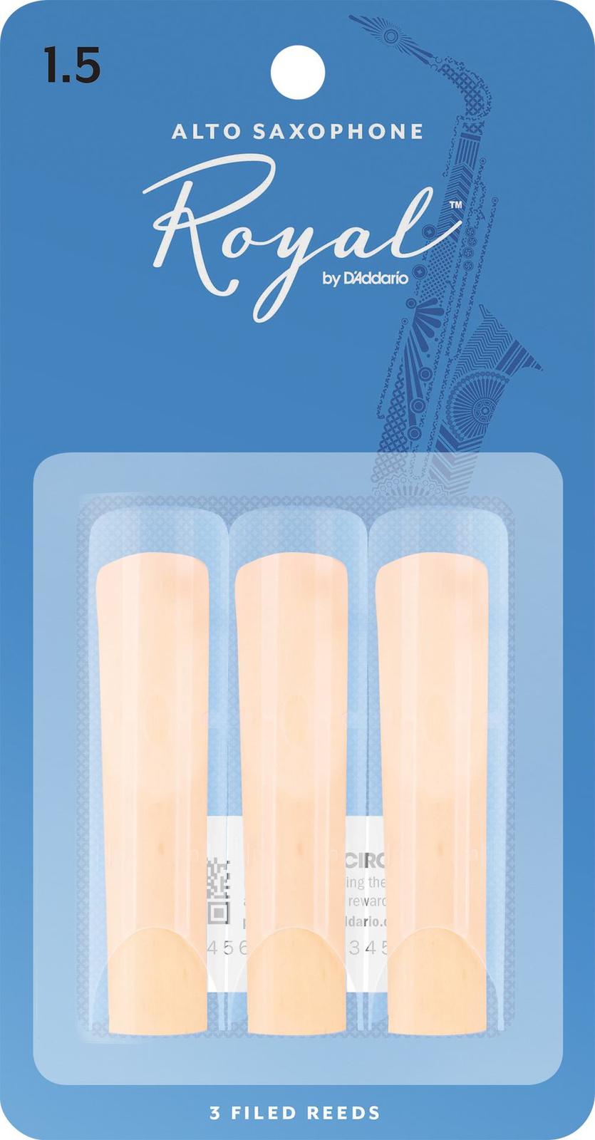 Rico Royal Alto Sax Reeds, Strength 1.5, 3-pack